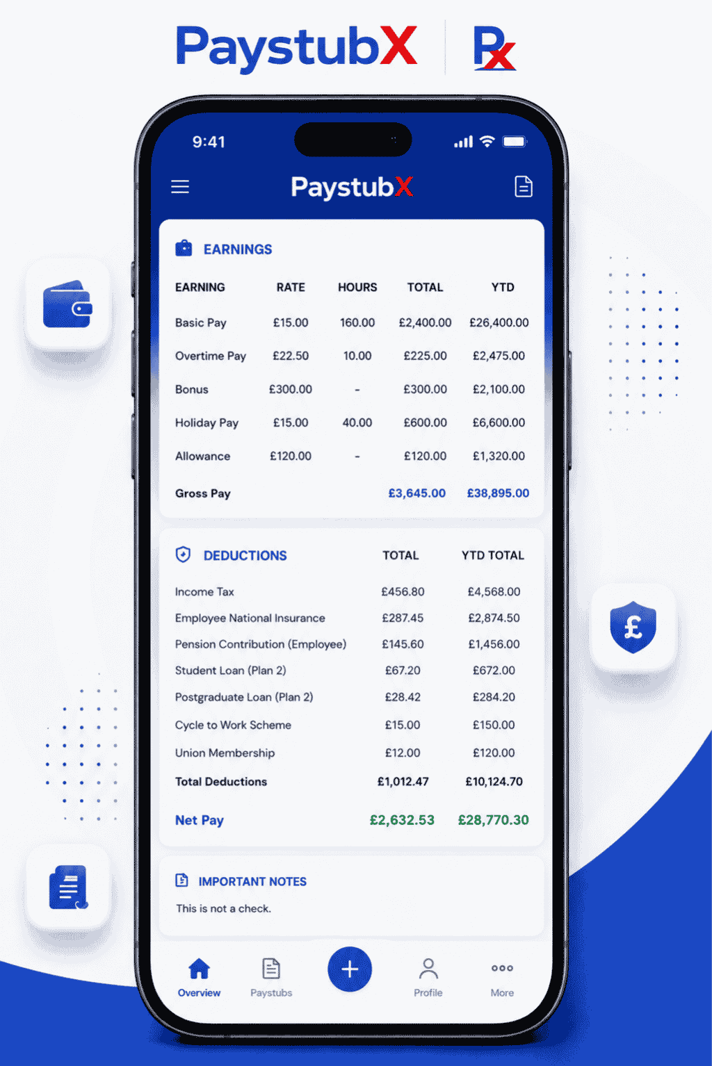 UK payslips and payroll management app — preview earnings, PAYE, NI and download payslip PDF