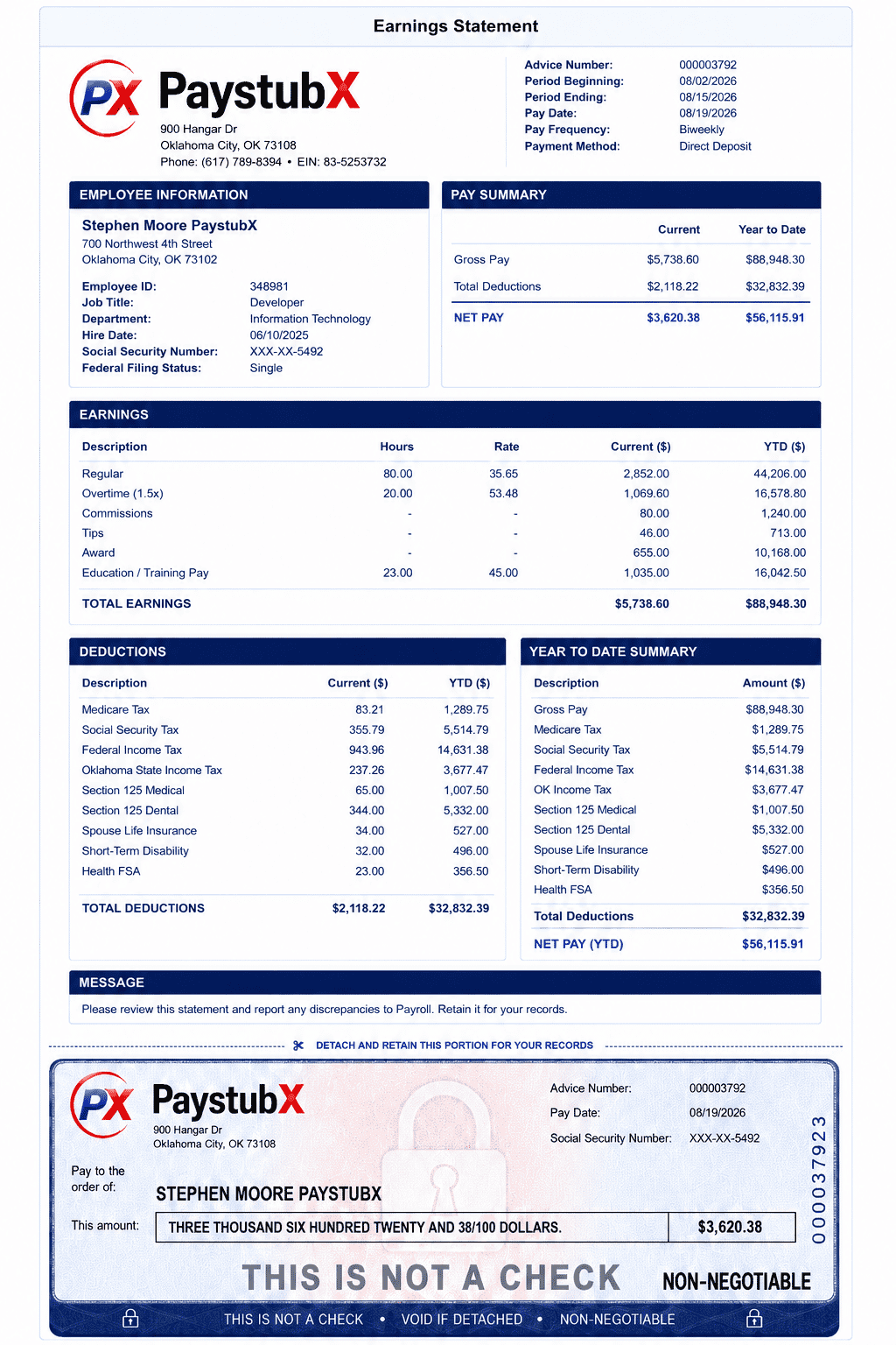 Premier — V3 — global paystub & payslip maker template preview